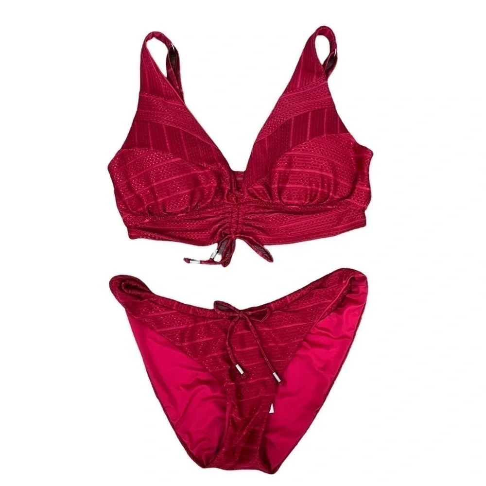 BECCA two piece Bikini set top and bottom both size large - Picture 2 of 8